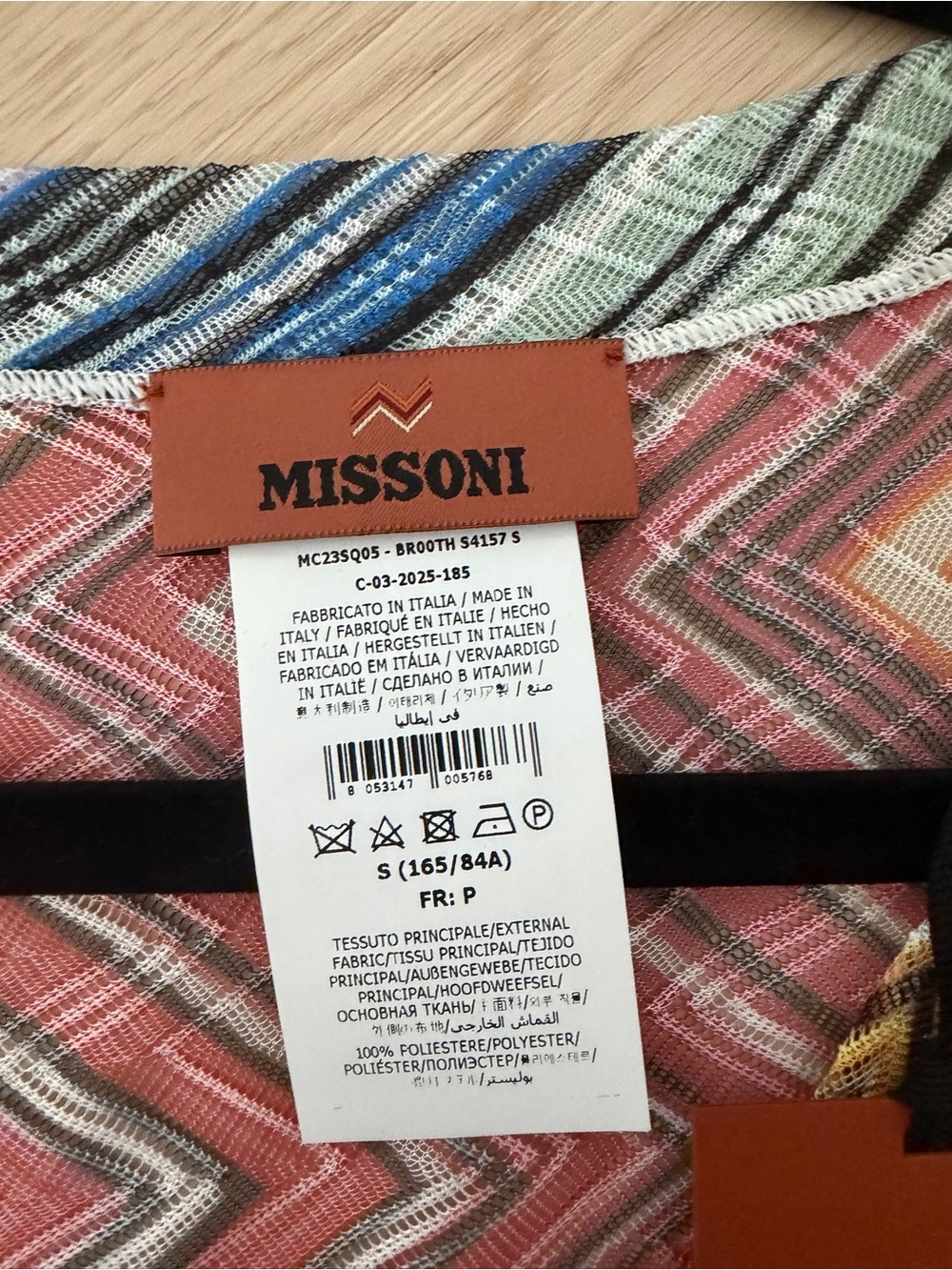 NWT Missoni Multicolor Zigzag V-Neck Kaftan rainbow sheer swimsuit coverup - Picture 6 of 7